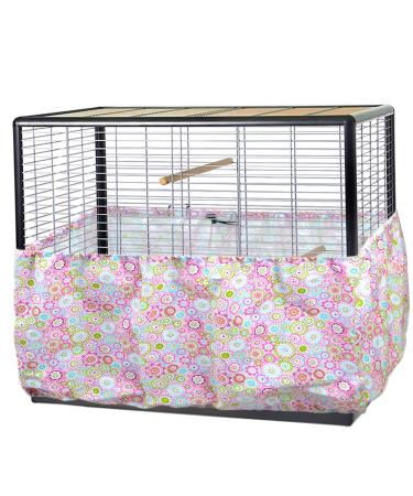 Large Adjustable Bird Cage Skirt Seed Catcher Birdcage Cover Seed Feather Catcher Bird Cage Guard with Adjustable Elastic Drawstring for Round Square Cage Fabric Design