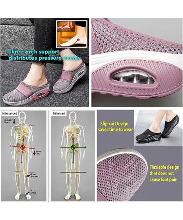 Women's Orthopedic Diabetic Walking Shoes - Air Cushion Slip On, Mesh, Grey - Size 5 - Buy Online on GoSupps.com