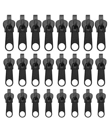 24 pieces of zipper Sleber replacement metal universal zipper repair set removable zipper Zipper Pull fixed zip puller for coat suitcase backpacks (black)