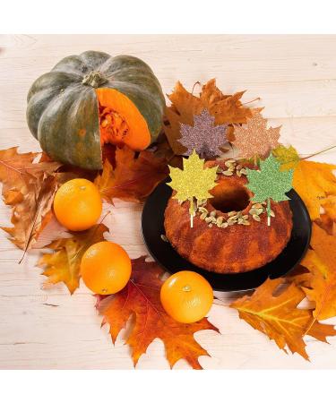 48 Pieces Maple Leaf Cupcake Toppers Glitter Fall Leaves Cake Topper 8 Mixed Colors Cupcake Picks Fall Thanksgiving Holiday Harvest Cupcake toppers for Autumn Theme Party Supplies Decoration - Buy Online on GoSupps.com