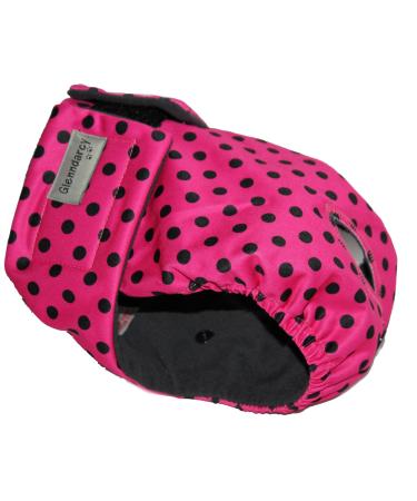 Glenndarcy Female Dog Diapers - Waterproof Fabric (Pink Black Dots XXL Pants only)