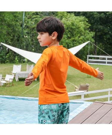 TIZAX Kids Boys Sun Protection Swim Shirt | Long Sleeve UV Swimwear for Ages 13-14 | Quick-Drying Orange - Buy Online on GoSupps.com