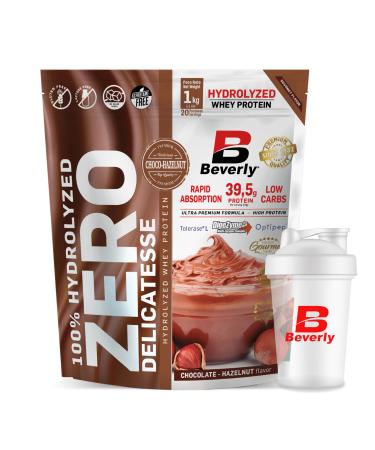 Beverly ZERO DELICATESSE | 1 kg | 85% hydrolyzed whey protein | With Digezyme and Tolerase | Muscle mass and strength | Blender offered (CHOCOLATE HAZELNUTTE)