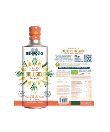Organic Corn Oil - Benvolio 1938 | 500ml - Rich in Linoleic Acid Ideal for Frying & Deep Frying - Buy Organic Now! - Buy Online on GoSupps.com