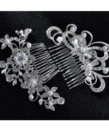 2 Piece Bridal Wedding Hair Clip Comb Pearl Bridal Hair Accessories Pearls Wedding Decoration Headpiece for Women Ladies Brides and Bridesmaids - Buy Online on GoSupps.com