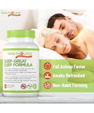 Healthology Sleep-Great Natural Sleep Aid Supplement (30 Capsules) - Buy Online on GoSupps.com