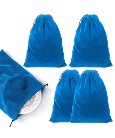 4 Pieces Silver Storage Bags Anti Tarnish Cloth Bag for Silver Storage, Sterling, Jewelry, Flatware, Silverplate, Silver Polishing Cloth for Tarnish Cleaning (Blue,9.8 x 12.8 Inch) Blue 9.8 x 12.8 Inch