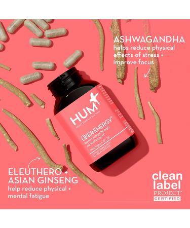 HUM Uber Energy Supplement with Ashwagandha Root & Vitamin B | Adrenal & Energy Support | Stress Relief, Memory & Focus | 60 Vegetarian Capsules - Buy Online on GoSupps.com