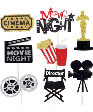 Movie Birthday Party Decoration Happy Birthday Cake Topper Movie Theme Cupcake Toppers for Movie Night Hollywood Party Supplies - Buy Online on GoSupps.com