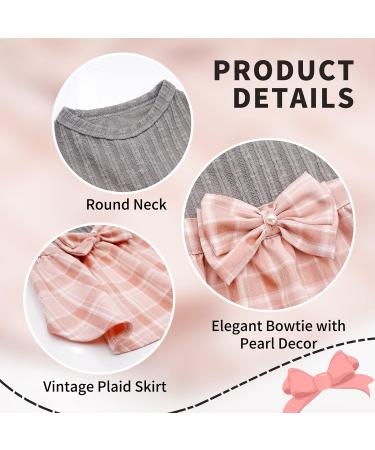 KYEESE Pink Plaid Dog Dress with Bowtie - Small Dog/Cat Sweater Dress - Buy Online on GoSupps.com