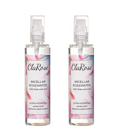 ClaRose - Micellar water enriched with hyaluronic acid and 100% natural vegan rose water 150 ml (pack of 2)