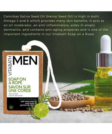 Vitabath Lime & Cedarleaf Soap on a Rope with Hemp Oil & Shea - 9 oz | Hydrating Body Cleanser for Men & Women - Buy Online on GoSupps.com