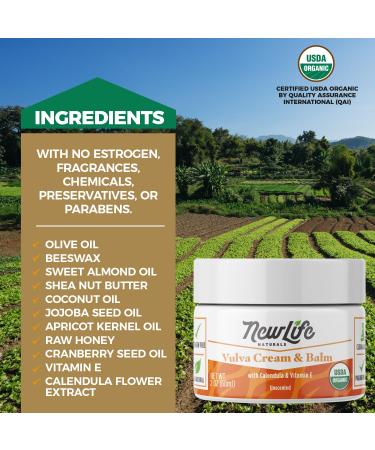 NewLife Naturals Organic Vulva Cream | Menopause Support Itching Relief & Moisturizer | Estrogen-Free Feminine Care with Calendula & Vitamin E | 2 Oz - Buy Online on GoSupps.com