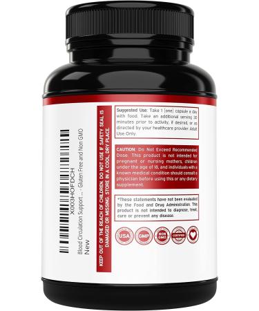 Blood Circulation Supplement - 150 Capsules - Niacin L-Arginine Ginger Cayenne Pepper - Vegan & Non GMO - USA Made - Buy Online on GoSupps.com