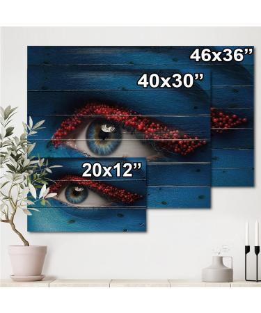 DesignQ Female Eye Wall Decor | Blue Paint & Red Balls Modern Wood Art | Large Pine Wood Panels - Buy Online on GoSupps.com