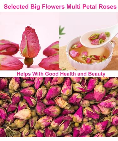 SERAOKICKY Nature Rose Tea Natural dried rose buds dried flowers rose buds 120 g rose tea 100 organic and natural red rose buds ideal for DIY tea drinks pastries - Buy Online on GoSupps.com