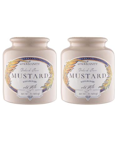 Gourmanity 1lb (Pack of 2) Wholegrain Mustard From France - All-Natural, Stone Jar Packaging, Coarse Ground, Fancy Mustard - 1 Pound (2 Pack) - Buy Online on GoSupps.com