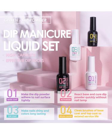 Gellen Dip Powder Nail Kit - 6 Color Acrylic Starter Set with Top & Base Coat, Clear Dipping Powder Liquid - DIY Manicure Kit for Home/Salon Nail Art - Gentle Nudes - Buy Online on GoSupps.com