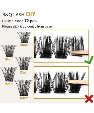 D Curl 10mm 72 Cluster Eyelash Extensions DIY at Home - B&Q Lash Clusters for Soft Volume - Individual Wispy Eyelash Clusters - B 19 D-10mm - Buy Online on GoSupps.com