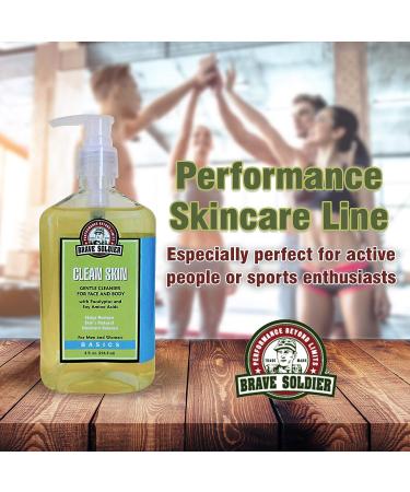 Brave Soldier Clean Skin Face Cleanser | Moisturizing Face Wash for Sensitive Skin | Mild Makeup Remover | 8 fl. oz. Bottle - Buy Online on GoSupps.com