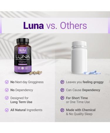 Nested Naturals Luna Herbal Sleep Supplement with Melatonin Valerian Root Chamomile | 180 Vegan Capsules (3-Pack) - 60 Capsules Per Bottle - Buy Online on GoSupps.com
