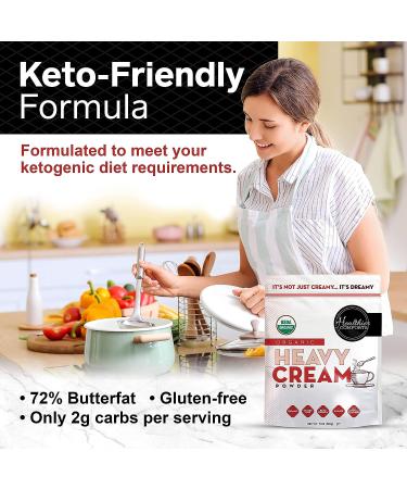 Organic Heavy Cream Powder (72% Butterfat) | USDA Certified, Kosher, Gluten Free, Non-GMO | Keto Friendly | Free of Antibiotics & Hormones | Made in USA - 7 oz - Buy Online on GoSupps.com