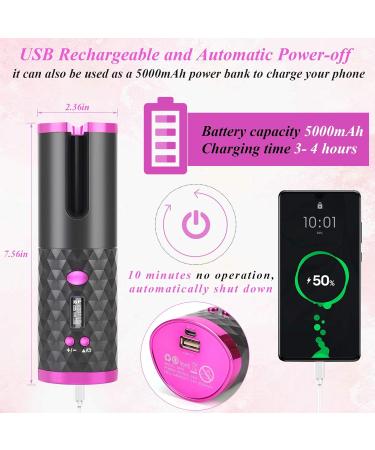 Automatic Cordless Hair Curler - Rechargeable & Portable 6 Temp Settings Ceramic Curling Wand for Effortless Hair Styling - Buy Online on GoSupps.com