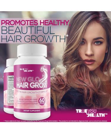 New Glo Hair Grow - Biotin Hair Growth Supplement for Strong & Beautiful Hair - Promotes Faster Growth & Longer Length - Women's Hair Growth Formula - Buy Online on GoSupps.com