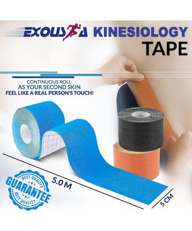 16.4 Feet Kinesiology Tape Roll - Elastic, Water Resistant Sports Tape for Muscle Pain Relief and Joint Support - Ideal for Shoulders, Knees, Ankles - Physiotherapy and Injury Recovery - Buy Online on GoSupps.com