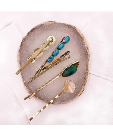 Vintage Mixed Stones Bobby Pins Set - 5PCS Decorative Hair Slides for Women - Buy Online on GoSupps.com