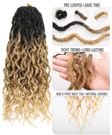 Goddess Faux Locs Crochet Hair 24 Inches 6 Packs Ombre Blonde for Black Women | Soft Pre-looped Wavy Dreadlocks with Curly Ends | Pack of 6 OT1B/27 - Buy Online on GoSupps.com