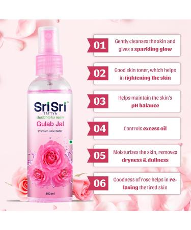 Sri Sri Tattva Gulab Jal 100ml Pack of 2 - Pure Rose Water for Skin Care | International Shipping Available - Buy Online on GoSupps.com