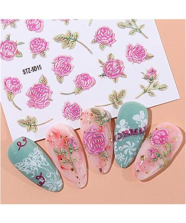 1pcs 5D Nail Sticker Gegraveer Flower Design kleeffoli n Decals DIY Manicure Slider 3D Nail Art Decorations Tips LASTZ5D0118 Claral Color 2 - Buy Online on GoSupps.com
