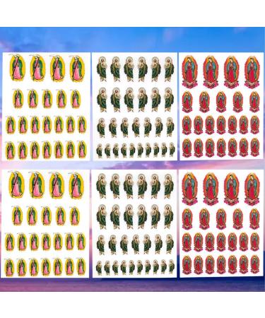 Religious Nail Art Stickers: Virgin Mary, San Judas, Jesus - 6 Sheets 3D Self-Adhesive Decals for Women's DIY Manicure - Buy Online on GoSupps.com