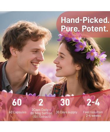 Newpie Saffron Supplements - 100% Pure Saffron Extract Capsules - Natural Mood Enhancer, Supports Eye & Heart Health, Boosts Energy - Premium Supplement for Women & Men(60 Servings (2) - Buy Online on GoSupps.com