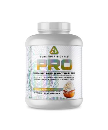 Core Nutritionals Pro Sustained Release Protein Blend Digestive Enzyme Blend 25G Protein 2G Carb 69 Servings (Frosted Vanilla Cupcake)