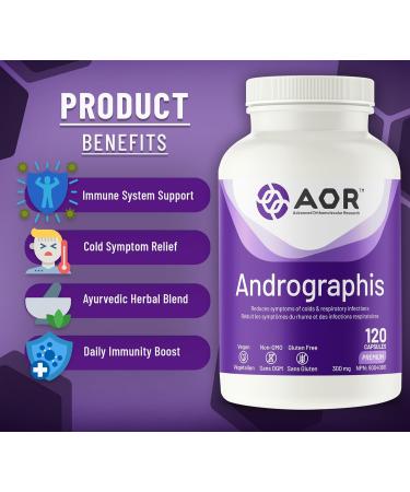 AOR Andrographis 120 Capsules - Premium Andrographis Paniculata Herbal Extract for Immune Support & Throat Comfort - High Potency Herbal Supplement for Adults Natural Remedy for Cold Relief - Buy Online on GoSupps.com