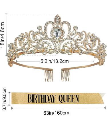 Birthday Queen Tiara and Sash Set - Glitter Crystal Rhinestone Birthday Party Favors - Buy Online on GoSupps.com