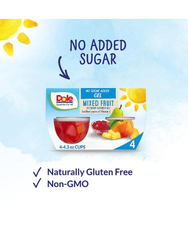 Dole Sugar-Free Cherry Flavored Gel Mixed Fruit Bowls - Gluten-Free Healthy Snack - 4.3oz Cups (Pack of 4) - Buy Online on GoSupps.com