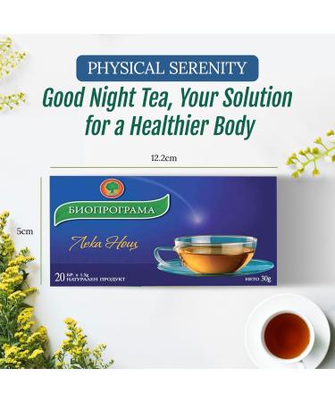 KUKER Good Night Tea Sleep Tea with Peppermint and Lemon Balm for Relaxing Evening Night Time Tea - Calm & Sleep Tea Bags Herbal Tea To Help You Sleep - 20 Tea Bags - 30g - Buy Online on GoSupps.com
