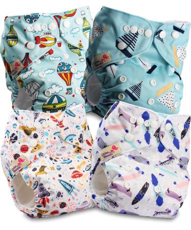 Littles and Bloomz Baby Reusable Pocket Nappy Cloth Diaper Standard Popper 4 Nappies FLP2-0403 - Buy Online on GoSupps.com