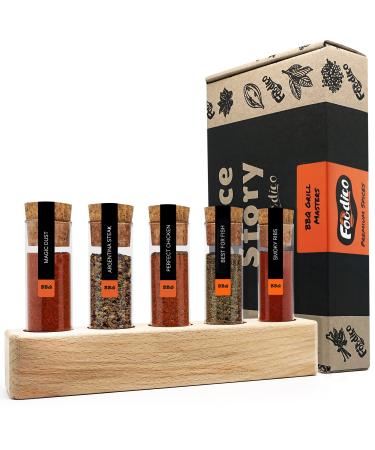 Foodico grill spice set gift set for men BBQ gift box I 5 spice mixtures - Magic Dust Argentinian steak spice bbq rub i perfect gift idea grill gift set with 5 seasoning blends