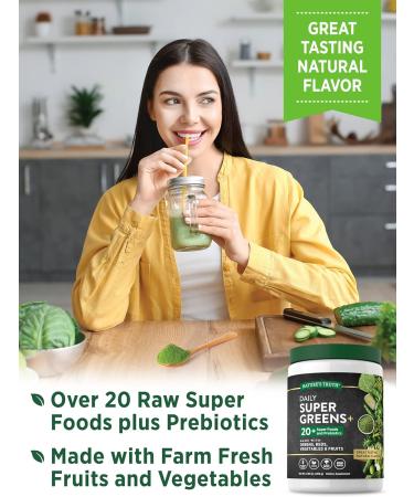 Nature's Truth Super Greens Superfood Powder Supplement | Fruit & Vegetables Blend | Juice & Smoothie Mix | 9.88 oz | Vegan Non-GMO & Gluten Free - Buy Online on GoSupps.com
