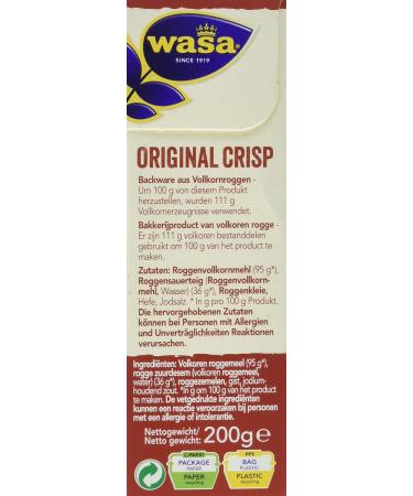 Wasa Crisp Original Crispbread - Pack of 18 (18 x 200g) | Delicious & Healthy Snack | International Shipping - Buy Online on GoSupps.com