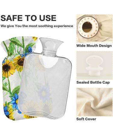 Sunflowers Hot Water Bottle 2L - Large Pain Relief Bag with Cover for Bed Hand & Feet - Buy Online on GoSupps.com