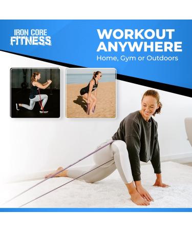 Pull Up Resistance Bands Set for Strength & Flexibility Training by Iron Core Fitness - Includes eBooks & Workout Chart - 4 Set in Purple Black Red Yellow - Buy Online on GoSupps.com