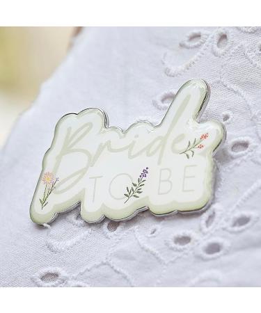 Ginger Ray Bride to Be Flower Enamel Silver Badge | Multicoloured 3.3cm x 5.3cm | Perfect Wedding Accessory - Buy Online on GoSupps.com