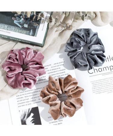 Whaline 6 Big Velvet Hair Scrunchies - Soft Elastic Bands for Women - 6 Dark Colors - Buy Online on GoSupps.com