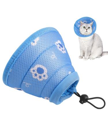 Fanshionstide Halskrause Cat soft cats Rewrise adjustable anti-trimming anti-bite cat collar protective collar for cats puppies pets after surgery and injuries (m blue)