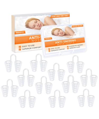 Nose Vent Sinus Relief Dilator (Pack of 12 XL Size) Hard Silicone Vents - A Simple Solution for Nasal Snorers - Reusable Snoring Device to Enjoy a Peaceful Night's Sleep